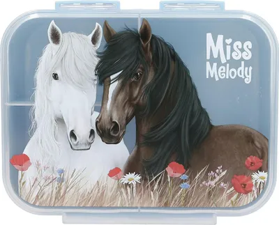 Produktbild von Lunchbox mit Pferde-Motiv und Klappdeckel, 3 Fächer