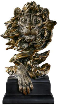 Produktbild von Houten Leuvenkop-Ornament, Dierenkop-Bürodeko, Holz-Löwenkop-Ornament, Kunsthandwerk, Büro- und Wohnaccessoire, Dekoration.