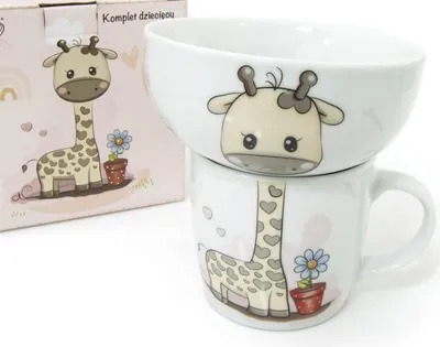 Obrázok produktu pre Detská jedálenská súprava 2 diely, hrnček a miska ŽIRAFA