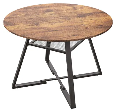 Obrázok produktu pre Okrúhly jedálenský stôl – kuchynský stôl a stôl do jedálne – pre 4–6 osôb – s úložným priestorom – 120 × 120 × 75 cm – MDF a železo – kovová konštrukcia