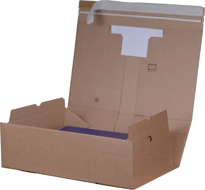 Produktbild von 2800 x Postversandkarton 298x215x43mm Versandschachtel Faltkarton mit Selbstklebeverschluss, Aufreißfaden & Fach