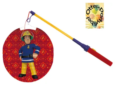 Produktbild von Laternenset Ballonlaterne Lampion Feuerwehrmann Sam + LED Laternenstab Leuchtstab