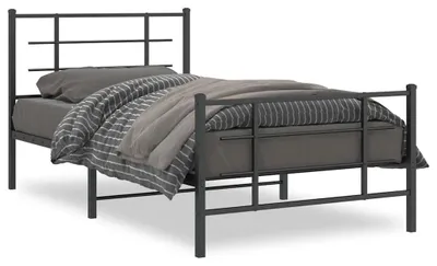 Obrázek produktu pro Postel s čelem a nohou kovová černá 100x200 cm