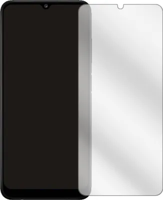 A clear screen protector is shown next to a smartphone.