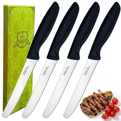 Produktbild von Steakmesser Set 4-teilig Wellenschliff Schwarz spülmaschinenfest