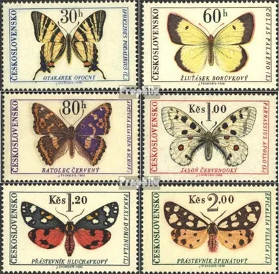 Produktbild von Briefmarken Tschechoslowakei 1966 Mi 1620-1625 (kompl.Ausg.) postfrisch Schmetterlinge