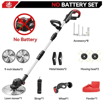 Image de Tondeuse à batterie - coupe-bordures électrique - moteur sans balais - largeur de coupe de 23 cm - compatible avec batterie 18V - manche pliable - sans batterie