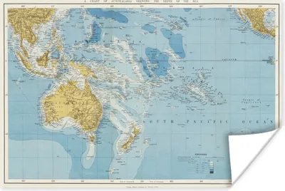 Produktbild von MuchoWow® Poster Karte - Retro - Australien 180x120 cm - Fotoplakat