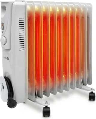 Image de Radiateur à mazout à économie d'énergie YUGO-11 2500W Radiateur électrique pour l'intérieur, mobile Thermostat intégré Chauffage à mazout, radiateur à mazout, chauffage de la pièce, chauffage électrique Radiateur à mazout 1m de câble blanc