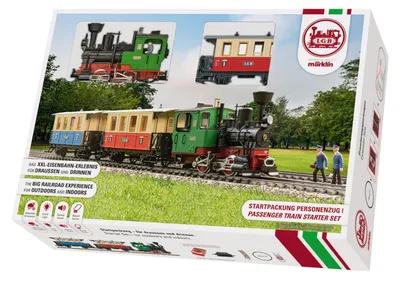Starterset Personenzug, Dampflok, 2 Wagen, Spur G, 85x12x16 cm