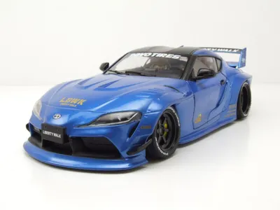 Immagine prodotto di Toyota GR Supra LWB 2025, scala 1:18, colore blu. Codice prodotto: 421186589