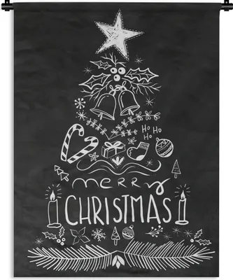 Produktbild von MuchoWow® Wandteppich Wandbehang Illustration - Weihnachtsbaum - Weihnachtsdekoration 60x80 cm Tapisserie Dekoration Wandtuch - Decke - Wandtücher - Wohne