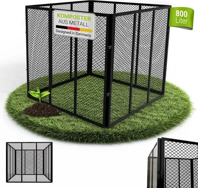 Produktbild von Juskys Metall Komposter 800 L, stabil, wetterfest & kompaktes Stecksystem – Schwarz