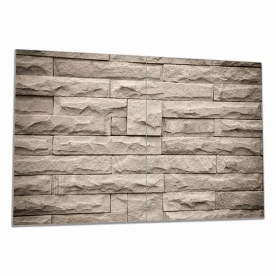 Produktbild von Wallario Herdabdeckplatte aus Glas, Größe 80 x 52 cm 2-teilig, Motiv Steinwand grau-braun