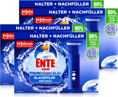 Produktbild von WC Ente Frische-Siegel Blau Blauspüler Anti-Kalk Azure Lagoon 36ml (4er Pack)