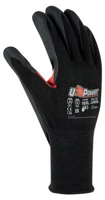 Produktbild von U-Power Flynt Safety Arbeitshandschuhe Nylon Touchscreen Schwarz Rot 7/S