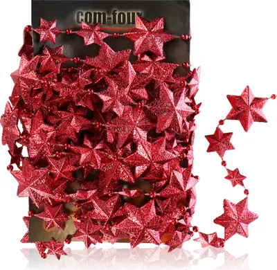 Produktbild von com-four® Girlande mit Sternen - Girlande Weihnachten - Sternen-Girlande für die Weihnachtsdekoration - Weihnachtsdeko für Christbaum - 500 cm