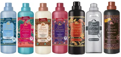 Produktbild von Testpaket Tesori d'Oriente Flüssigkeit Weichspüler, Fabric Softener Weißer Moschus Ayurveda Hammam Byzanthium Japanase Persian Thalasso 7 x 760ml