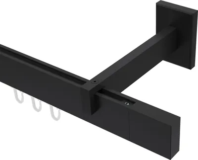 Produktbild von Interdeco Innenlaufstange / Gardinenstange mit Innenlauf Schwarz, Typ Smartline Lox (Quader), 14x35 mm 1-läufig, 520 cm