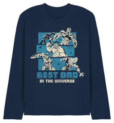 Produktbild von Marvel - "Best Dad In The Universe" T-Shirt für Herren, Langärmlig TV35566 (XXL) (Marine)