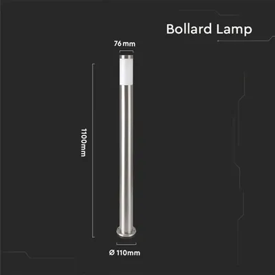 Produktbild von V-TAC Poller-Außenleuchte VT-838, IP44, E27, Edelstahl, 1100mm, VT-8962, Nickel-satiniert