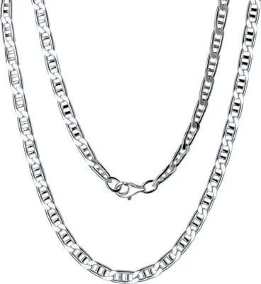 Zdjęcie produktu dla Naszyjnik V 925/- srebrny, biały, podwójny łańcuszek 60 cm