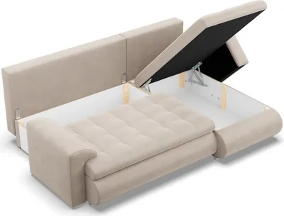 Produktbild von Rechts Ecksofa mit Schlaffunktion FORESTA, Sofa mit bettkasten 230x159cm, Beige