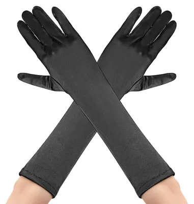 Obrázek produktu pro Saténové rukavice, dámské, dlouhé, černé, vhodné na Halloween, délka 38 cm