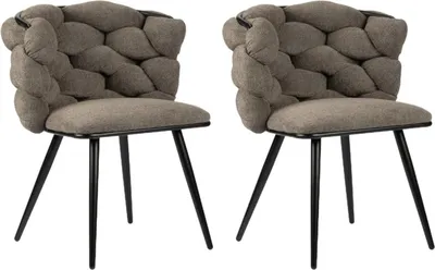 Produktbild von 2er-Set Esszimmerstühle Rock aus Chenille - Taupe