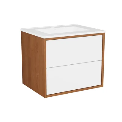 Obrázok produktu pre Umyvadlo s podstavcom ERIN s 2 veľkými zásuvkami Biela matná 60x50x46 cm Kúpeľňový nábytok Kúpeľňa