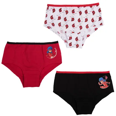 Produktbild von Miraculous Panty für Mädchen Kinder Slip Unterhose Unterwäsche Mehrfarbig Bunt (3er Pack) 110-116