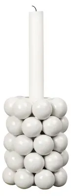 Image de By On : Porte-bougies Globe M, blanc, en céramique, support à bougies blanc, porte-bougies à chandeliers