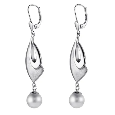 Produktbild von MATERIA Elegante Damen Ohrhänger Perlen 925 Silber Ohrringe hängend Hochzeitsschmuck rhodiniert mit Box #SO-169