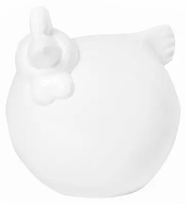 Produktbild von Deko-Huhn in weiß aus robustem Fiberstone, Größe M - E1170-S1-W