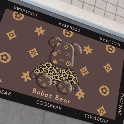 Obrázek produktu pro Koupelnový koberec Silná absorpce vody Anti Slip Bottom Bath Mat Rug for Home Kitchen Bathroom Hotel Brown Leopard Bear 50x80cm