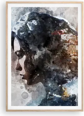 Produktbild von Gerahmtes Poster - Rahmen in heller Eiche - Frau Abstraktion - 70x100 cm - Wand Bild - Wanddeko - Wandbilder - Wandposter - Bilderrahmen - Bilder - Kunstdruck - Wandbild - P2NPA70x100-3956