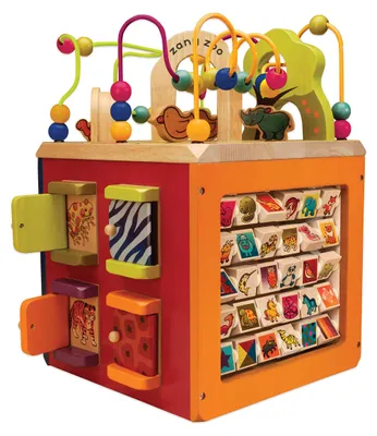 Produktbild von B. toys Zany Zoo, Activity-Würfel aus Holz mit fünf Spielseiten