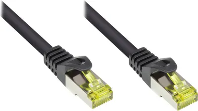 Produktbild von RJ45 Patchkabel mit Cat. 7 Rohkabel und Rastnasenschutz (RNS®), S/FTP, PiMF, 500MHz, schwarz, 40m, Good Connections®