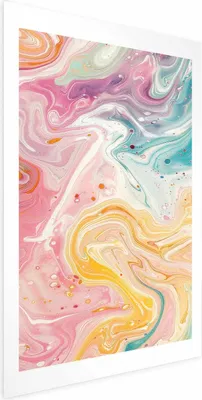 Produktbild von Posterpapier Poster - Colorful Chaos - dynamic shapes in shades of pink, yellow, and blue 29.7x42 cm Muster a-H-10043-ao-a
