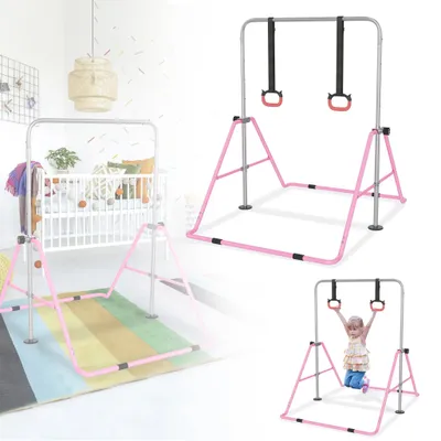 Produktbild von LZQ Gymnastická tyč Dětské gymnastické tyče pro děti s nastavitelnou výškou, skládací gymnastická horizontální tyč v interiéru, rozšiřitelné juniorské domácí vybavení Tyče pro domácí trénink dětí