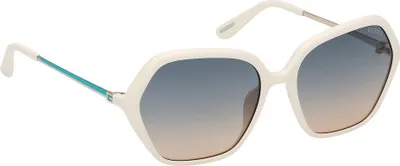 Productafbeelding van Guess GU00134 gepolariseerde zonnebril voor dames, wit met groene overgang. Mannenmodel, wit met groene overgang