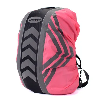 Produktbild von Wasserdichte Rucksack Regenhülle mit Reflektoren – Regenschutz Cover für Schulranzen, Fahrrad, Outdoor & Trekkingrucksäcke – rosa Größe S