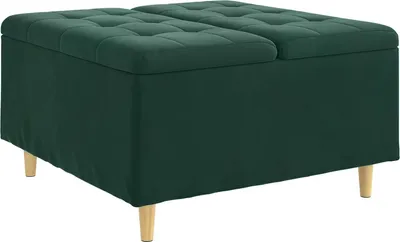 Obrázok produktu pre Úložný taburet s vankúšom Tmavozelená 80 x 80 x 45 cm Zamat
