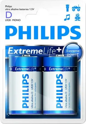 Produktbild von PHILIPS D-Batterien 2 Stück - LR20 - Alkaline-Batterien - Lebensdauer bis zu 5 Jahren - 1,5 V