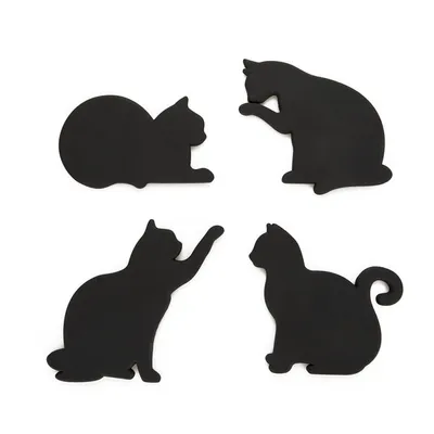 Image de Balvi Sous-verre avec aimants Chats noirs félins - Lot de 4