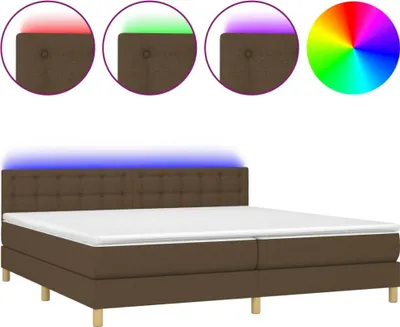 Produktbild von vidaXL Boxspringbett mit Matratze & LED Dunkelbraun 200x200 cm Stoff