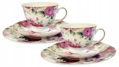 Productafbeelding van Koffieporselein 6 elem 2x kop 2x schoteltje 2x bord ontbijtbloem