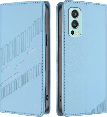 Produktbild von Hülle für OnePlus Nord 2, Kunstleder Brieftaschen Handyhülle mit Kartenfach und Standfunktion Hellblau