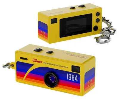 Image de Appareil photo numérique, résolution 1080P HD, compatible avec carte mémoire, de couleur jaune