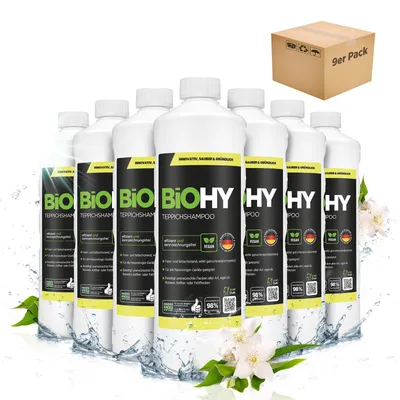 Produktbild von BiOHY Teppichshampoo + Dosierer, Teppichshampoo Konzentrat, Teppichreiniger, 9 x 1 l